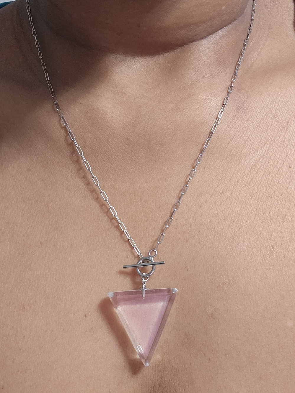 925S Necklace with Clear Quartz Triangle Pendant